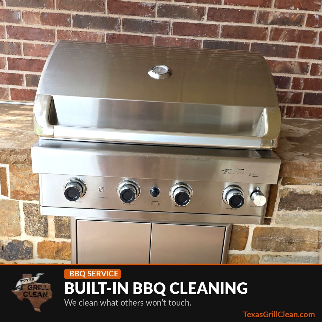 Built-in outdoor grill firebox after professional deep cleaning