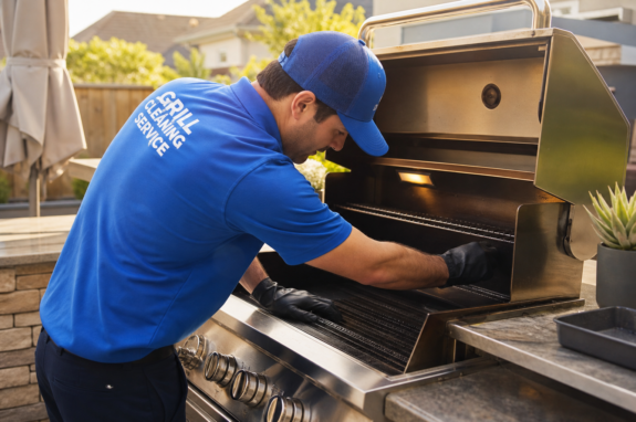 Texas Grill Clean technician performing a professional grill cleaning in DFW