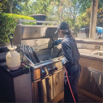 BBQ grill grates during professional cleaning